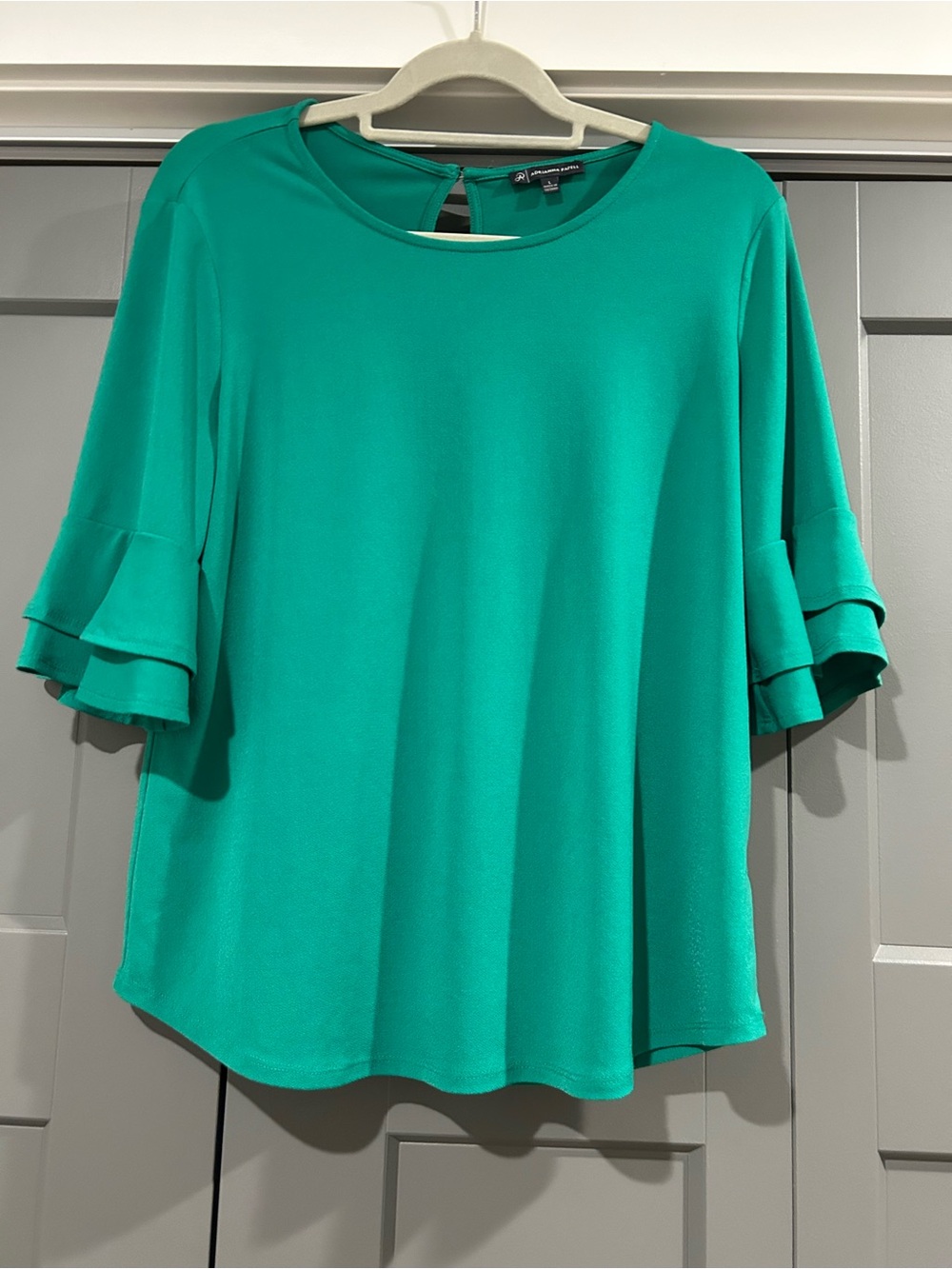 Adrianna Papell Green Ruffle Sleeve Women's Top